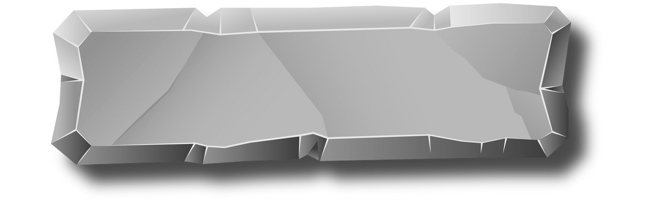 Stone menu board, rock button, gray stone banner, stone ui element